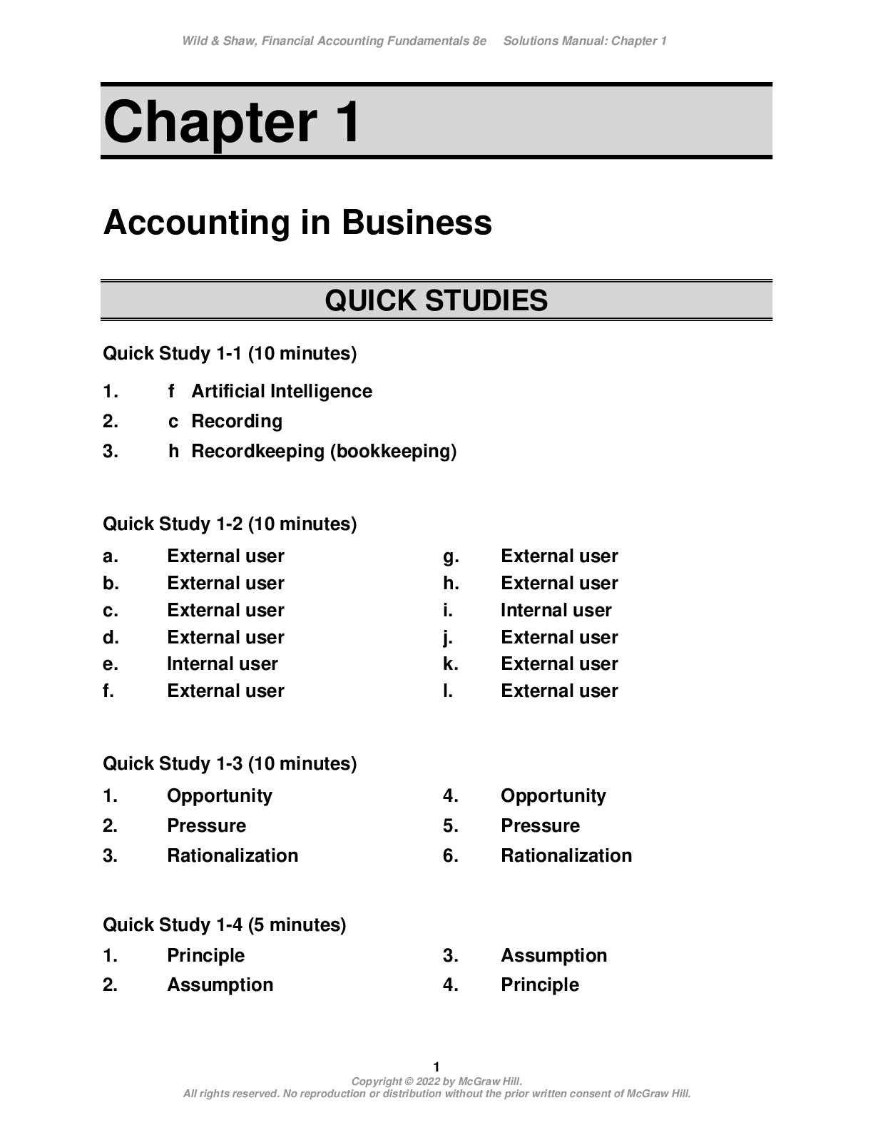 Solutions Manual for Financial Accounting Fundamentals 8th Edition By John Wild | All Chapters, 100% Original Verified